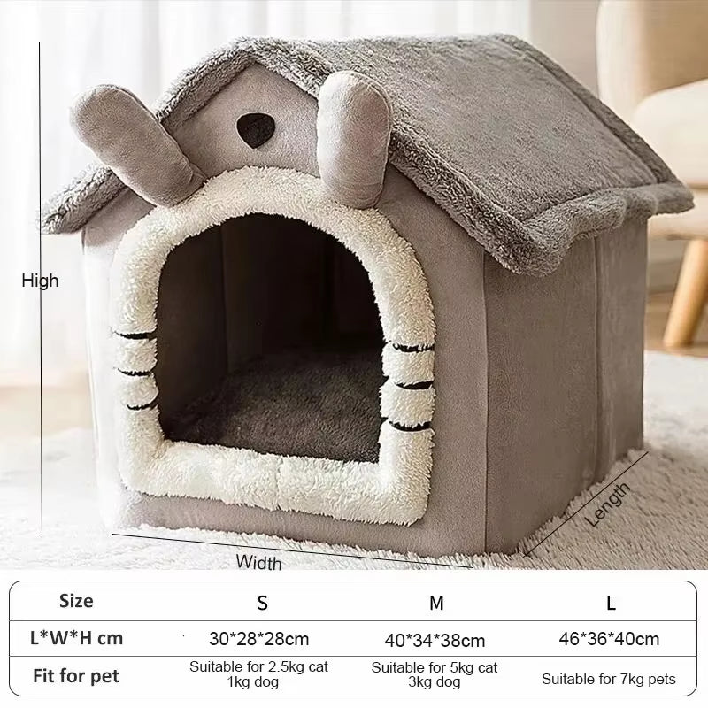 Indoor Cozy Dog House with Removable and Washable Cushion - Versatile Pet Bed Tent for All Seasons