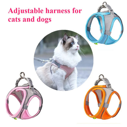 Pet Cat Dog Harness Vest Chest Rope Set Reflective Breathable Adjustable Pets Harness Kitten Collar for Small Medium Dogs Cats