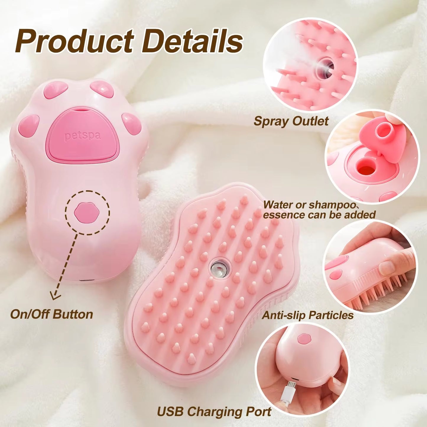 Transform Your Pet's Grooming Routine with the 3-in-1 Electric Cat and Dog Steam Brush Comb - Effortlessly Remove Hair and Pamper Your Furry Friend!