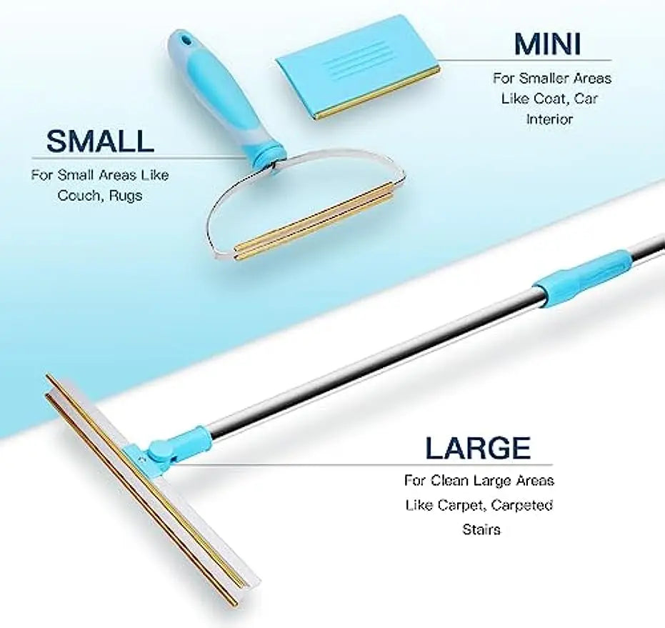 Professional Carpet Rake Pet Hair Removal Tool with Telescopic Handle and 180° Rotation for Effective Dog and Cat Hair Removal