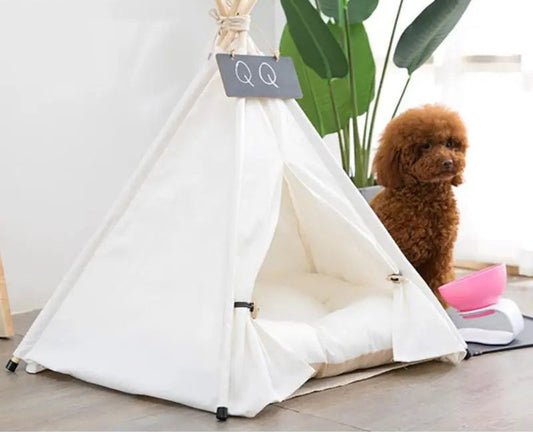 Portable Pet Tent House for Cats and Dogs - Cushioned Teepee Bed Available in 6 Colors for Indoor and Outdoor Use