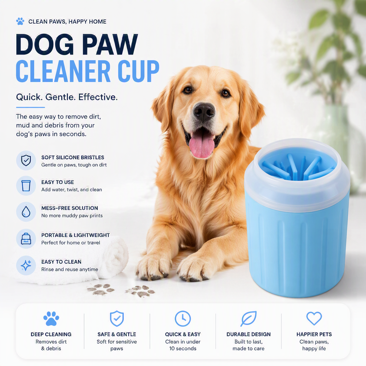 Portable Dog Paw Cleaner Cup – Soft Silicone Brush for Quick & Easy Paw Washing