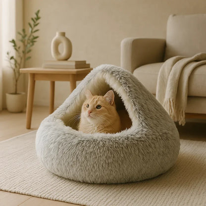 Luxurious Orthopedic Pet Cave Bed - The Ultimate Calming Retreat for Cats & Small Dogs
