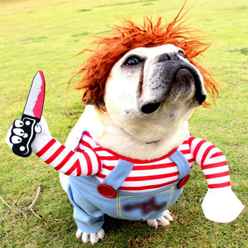 Hilarious Dog Cosplay Costumes - Halloween Outfits with Knife Set for Pets - Perfect for Festivals and Parties!