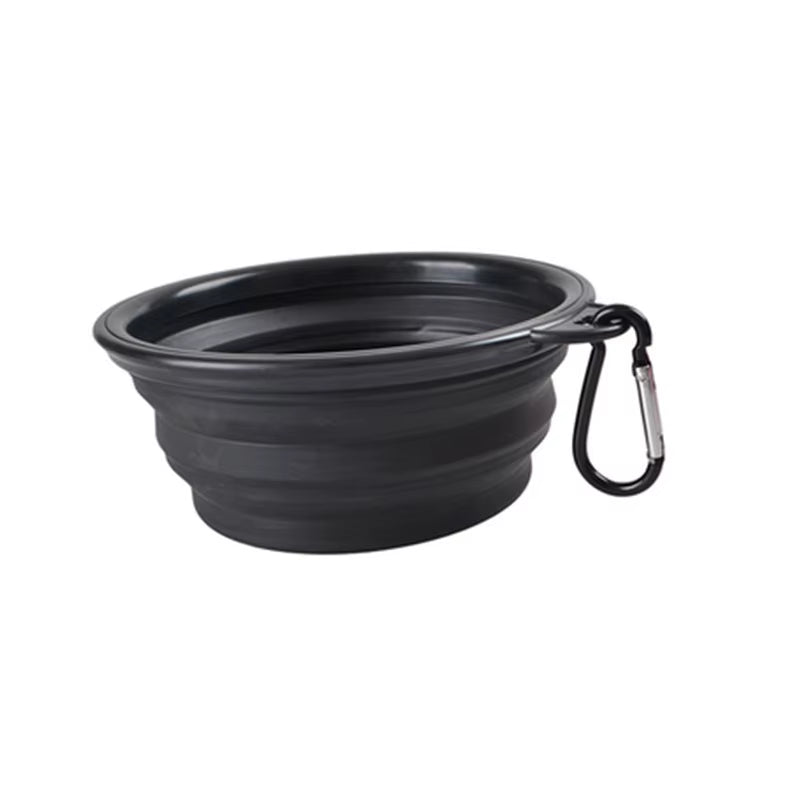 Dogs Feed Supplies Folding Silicone Bowl Portable Puppy Water Container with Carabiner Folding Cats Bowl Travel Pets Accessories