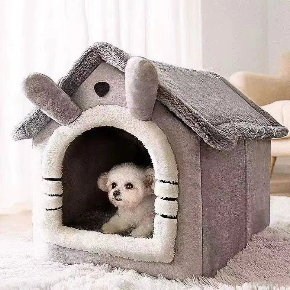 Indoor Cozy Dog House with Removable and Washable Cushion - Versatile Pet Bed Tent for All Seasons