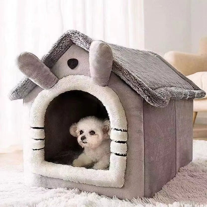 Indoor Cozy Dog House with Removable and Washable Cushion - Versatile Pet Bed Tent for All Seasons