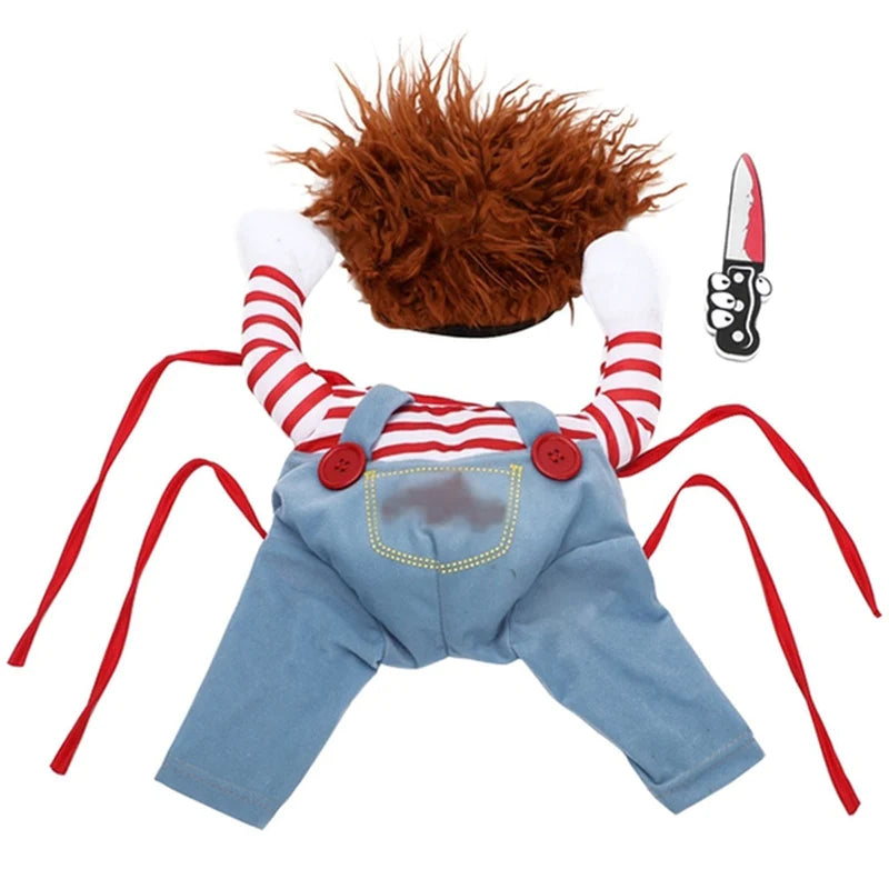 Hilarious Dog Cosplay Costumes - Halloween Outfits with Knife Set for Pets - Perfect for Festivals and Parties!