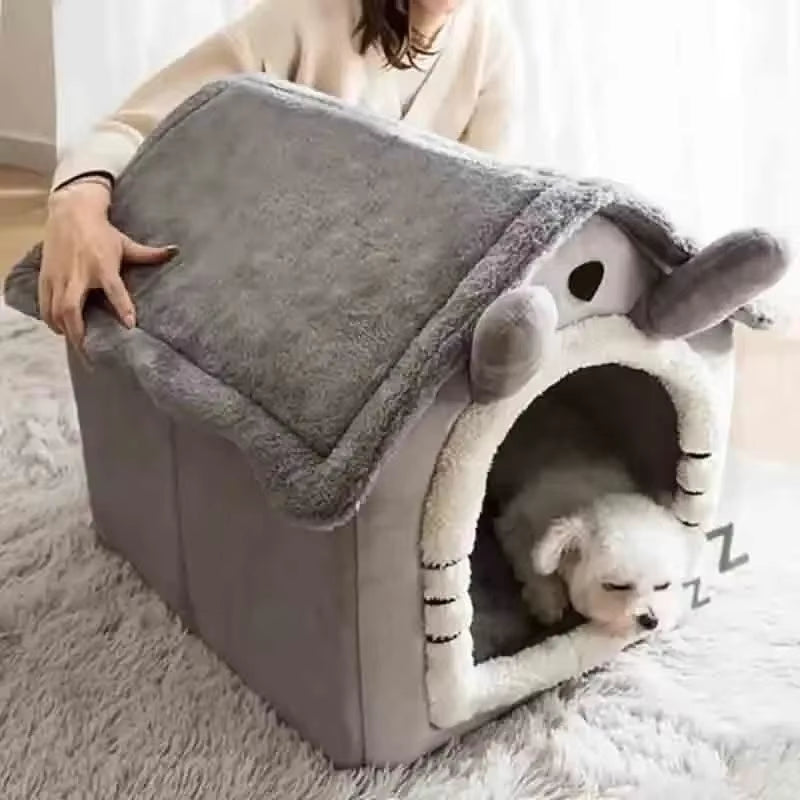 Indoor Cozy Dog House with Removable and Washable Cushion - Versatile Pet Bed Tent for All Seasons