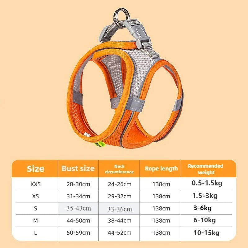 Pet Cat Dog Harness Vest Chest Rope Set Reflective Breathable Adjustable Pets Harness Kitten Collar for Small Medium Dogs Cats