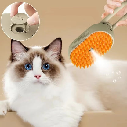 3-in-1 Pet Steam Brush for Cats and Dogs - Cleaning, Grooming, and Massage Tool with Steamy Spray Function