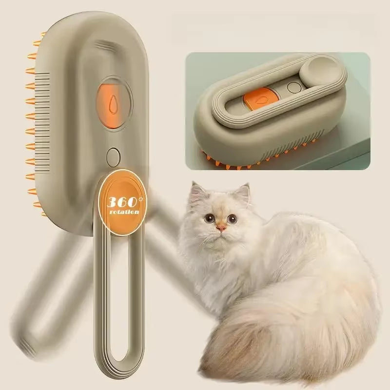 3-in-1 Pet Steam Brush for Cats and Dogs - Cleaning, Grooming, and Massage Tool with Steamy Spray Function