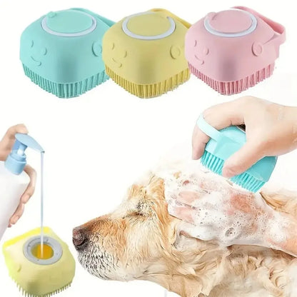 1Pcs Soft Dog Bath Brush - Gentle Massage with Shampoo Dispenser - Efficient Cat Grooming Brush for a Paws-Itive Cleanin