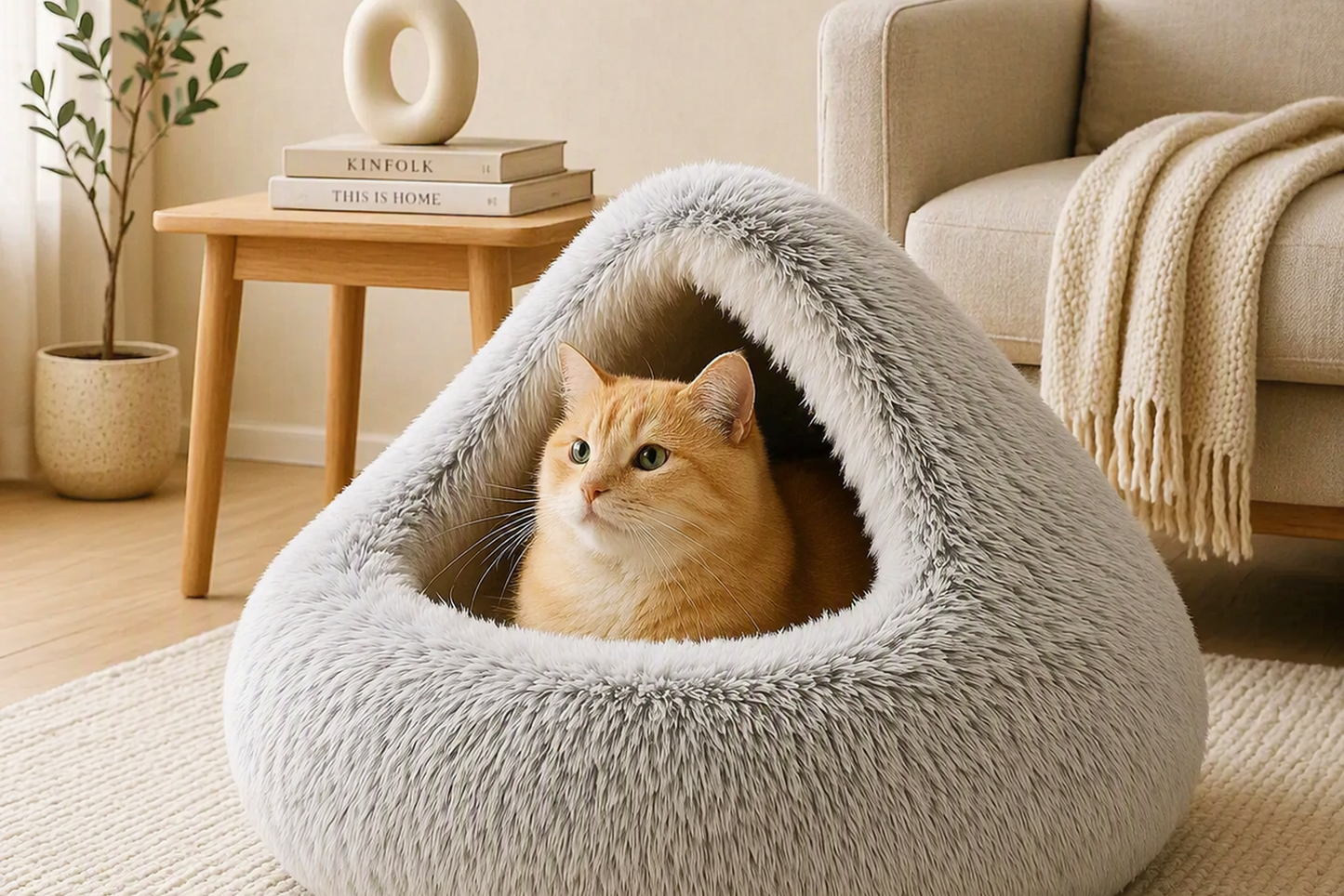 Luxurious Orthopedic Pet Cave Bed - The Ultimate Calming Retreat for Cats & Small Dogs